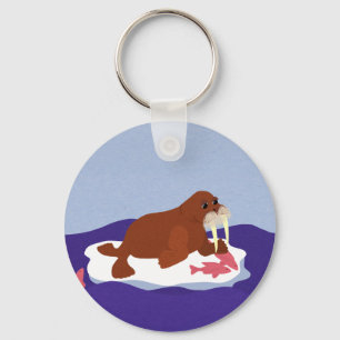 Walrus op Iceberg met vis Sleutelhanger