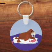 Walrus op Iceberg met vis Sleutelhanger (Voorkant)
