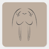 Walrus Outline Vierkante Sticker (Voorkant)