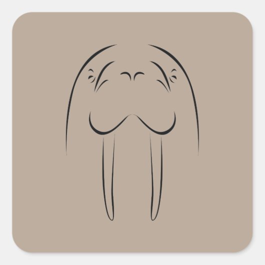 Walrus Outline Vierkante Sticker (Voorkant)