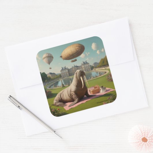Walrus picknick sticker (Envelop)