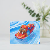 Walrus Racing Down the Track in a Fast Bobsleigh R Briefkaart (Staand voorkant)