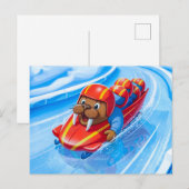 Walrus Racing Down the Track in a Fast Bobsleigh R Briefkaart (Voorkant / Achterkant)