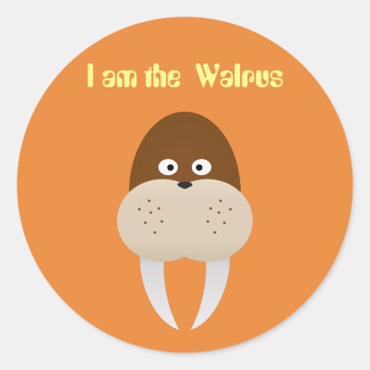 Walrus Ronde Sticker (Voorkant)