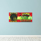 Walrus Salmon Can LabelHarkanock, AK Canvas Afdruk (Insitu (Houten vloer))