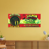 Walrus Salmon Can LabelHarkanock, AK Canvas Afdruk (Insitu (Woonkamer))