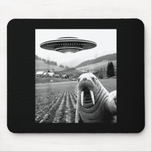 Walrus selfie met ufo grappige walrus vrouw man ki muismat