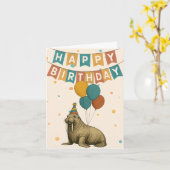 Walrus Verjaardag Kaart - Funny Party Animal (Gele Bloem)