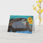 Walrus Verjaardagsgroet Kaart (Gele Bloem)