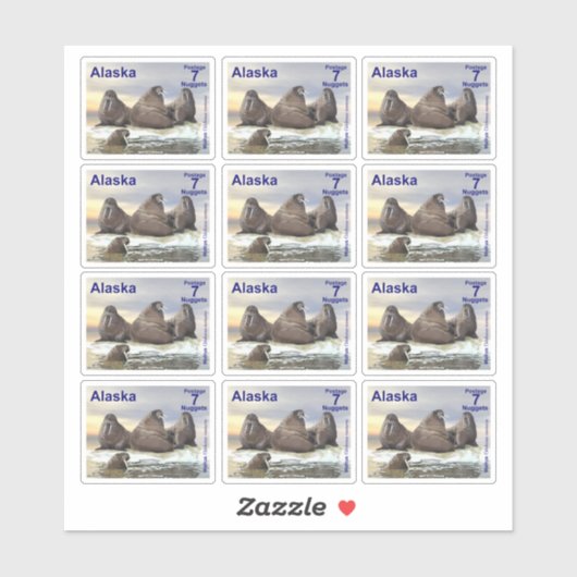 Walrus - Vier Broers - Alaska Postzegelsticker Sticker (Vel)