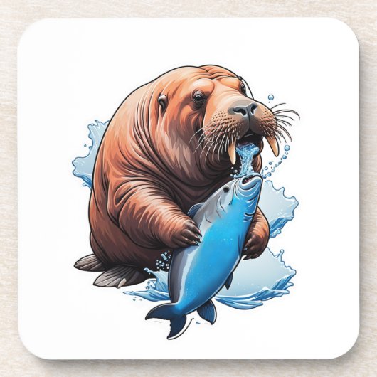 Walrus vissen in de zee bier onderzetter (Voorkant)