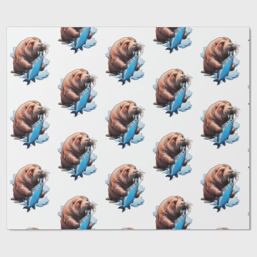 Walrus Vist in het Zee Cadeaupapier (Vlak)