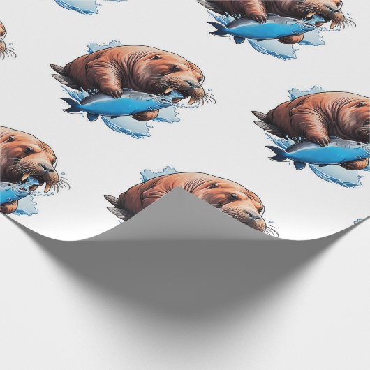 Walrus Vist in het Zee Cadeaupapier (Hoek)