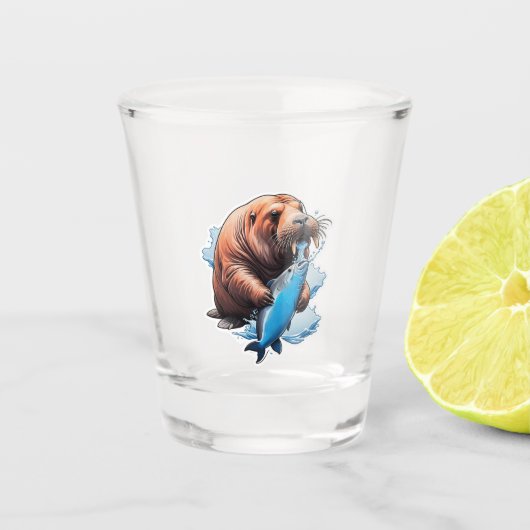 Walrus Vist in het Zee Shot Glas (Voorkant)