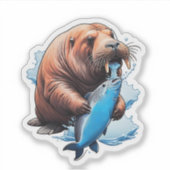Walrus Vist in het Zee Sticker (Voorkant)
