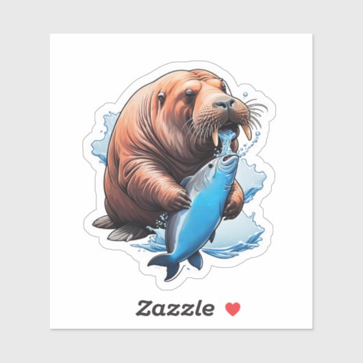 Walrus Vist in het Zee Sticker (Vel)