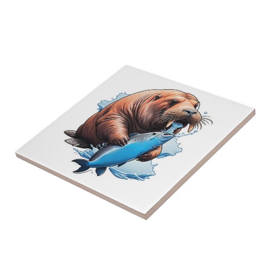 Walrus Vist in het Zee Tegeltje (Zijkant)