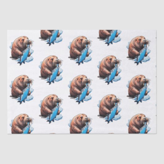 Walrus Vist in het Zee Tissuepapier (Voorkant)