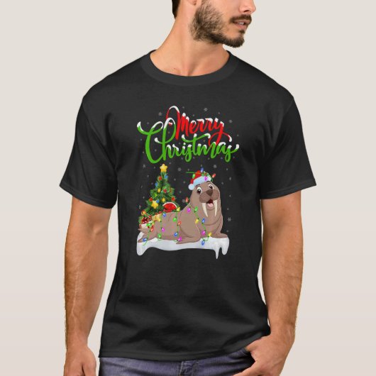 Walrus  Xmas Decorations Santa Walrus Christmas T-shirt (Voorkant)