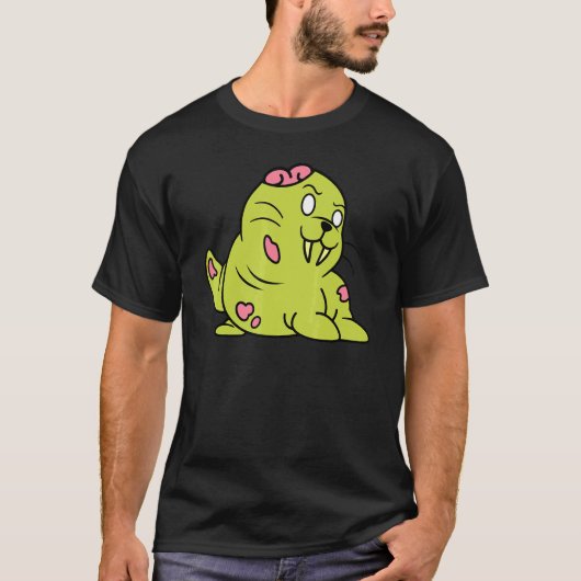 Walrus Zombie Halloween Horror Cute Monster Zee an T-shirt (Voorkant)