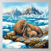 Walrusmoeder en Kraamkamer voor Jongen Poster (Voorkant)