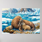 Walrusmoeder en Kraamkamer voor Jongen Poster (Voorkant)