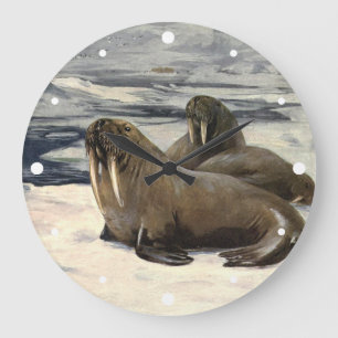 Walrussen in de Arctische Sneeuw, Antiek Marien Di Grote Klok