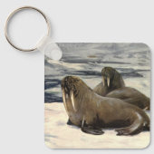 walrussen in de Arctische sneeuw van CE Swan Sleutelhanger (Voorkant)