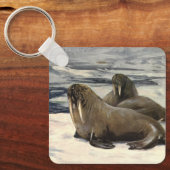 walrussen in de Arctische sneeuw van CE Swan Sleutelhanger (Voorkant)