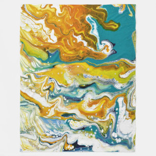 Wals over 2 vette gouden blauwe abstracte deken