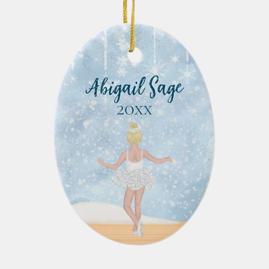 Wals van Snowflakes Nutkraker Ballet Kerstmis Keramisch Ornament (Achterkant)