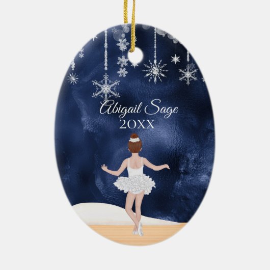 Wals van Snowflakes Nutkraker Ballet Kerstmis Keramisch Ornament (Achterkant)