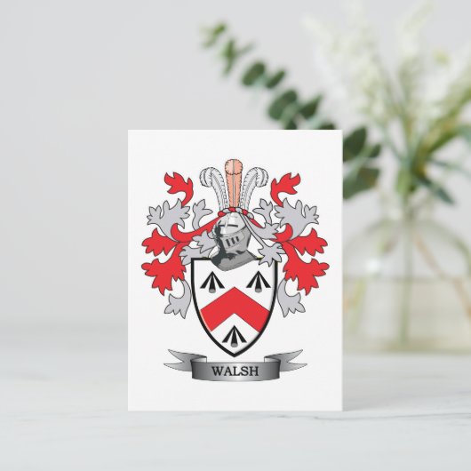 Walsh-Coat-of-Arms Briefkaart (Staand voorkant)