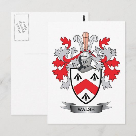 Walsh-Coat-of-Arms Briefkaart (Voorkant / Achterkant)