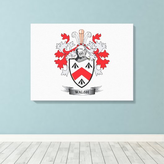 Walsh-Coat-of-Arms Canvas Afdruk (Insitu (Houten vloer))