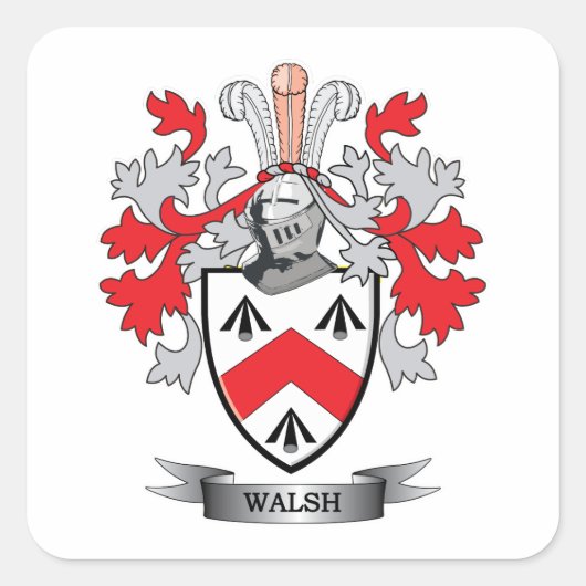 Walsh Coat of Arms Vierkante Sticker (Voorkant)