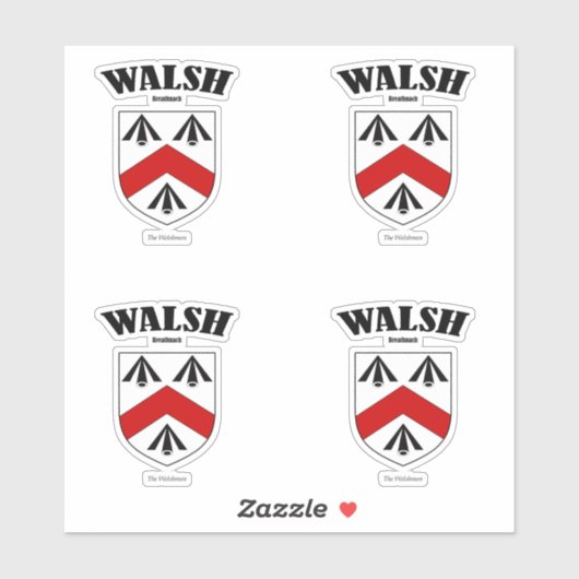 Walsh Crest Ierse vertaling en betekenis (x4) Sticker (Vel)