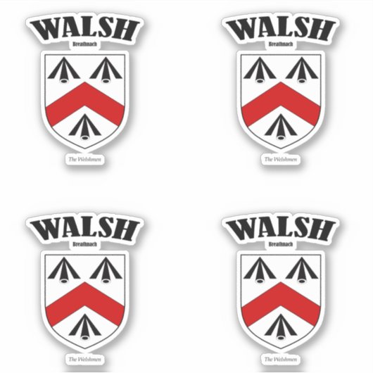 Walsh Crest Ierse vertaling en betekenis (x4) Sticker (Voorkant)