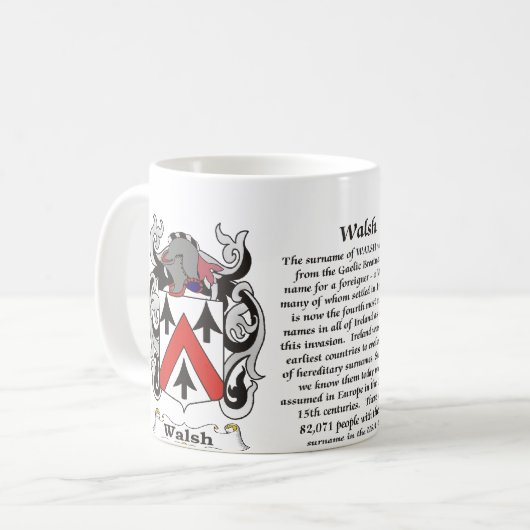 Walsh Family Coat of Arm mok (Voorkant links)