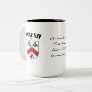 Walsh Family Crest, vertaling en betekenis Tweekleurige Koffiemok