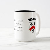 Walsh Family Crest, vertaling en betekenis Tweekleurige Koffiemok (Voorkant rechts)