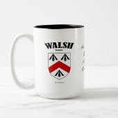 Walsh Family Crest, vertaling en betekenis Tweekleurige Koffiemok (Links)