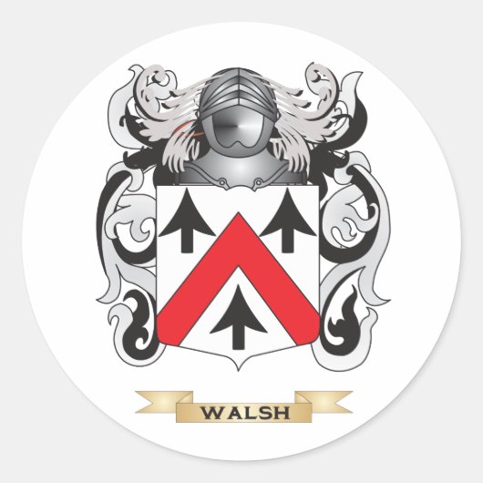 Walsh Family Crest (Wapen) Ronde Sticker (Voorkant)