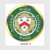 Walsh Ierse Schild/Keltisch Kruis Persoonlijk Sticker (Vel)