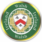 Walsh Irish Shield/Celtic Cross Personalized Sticker (Voorkant)