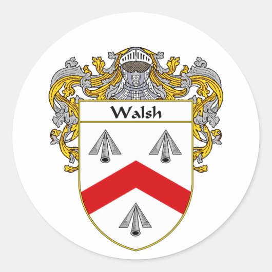 Walsh Wapen (gemanteld) Ronde Sticker (Voorkant)