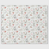 Walspapier voor winterwitte kerstdieren cadeaupapier (Vlak)