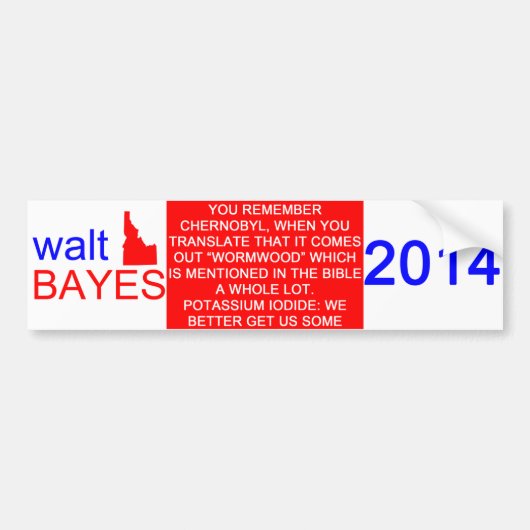 Walt Bayes Bumpersticker (Voorkant)
