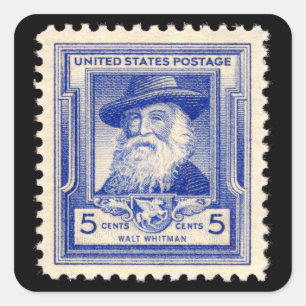 Walt Whitman Amerikaanse herdenkingspostzegel Vierkante Sticker