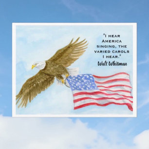 Walt Whitman citaat Witkoparend vliegend met Ameri Feestdagenkaart